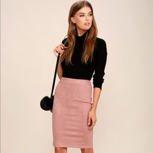 Lulus Blush Suede Pencil Skirt